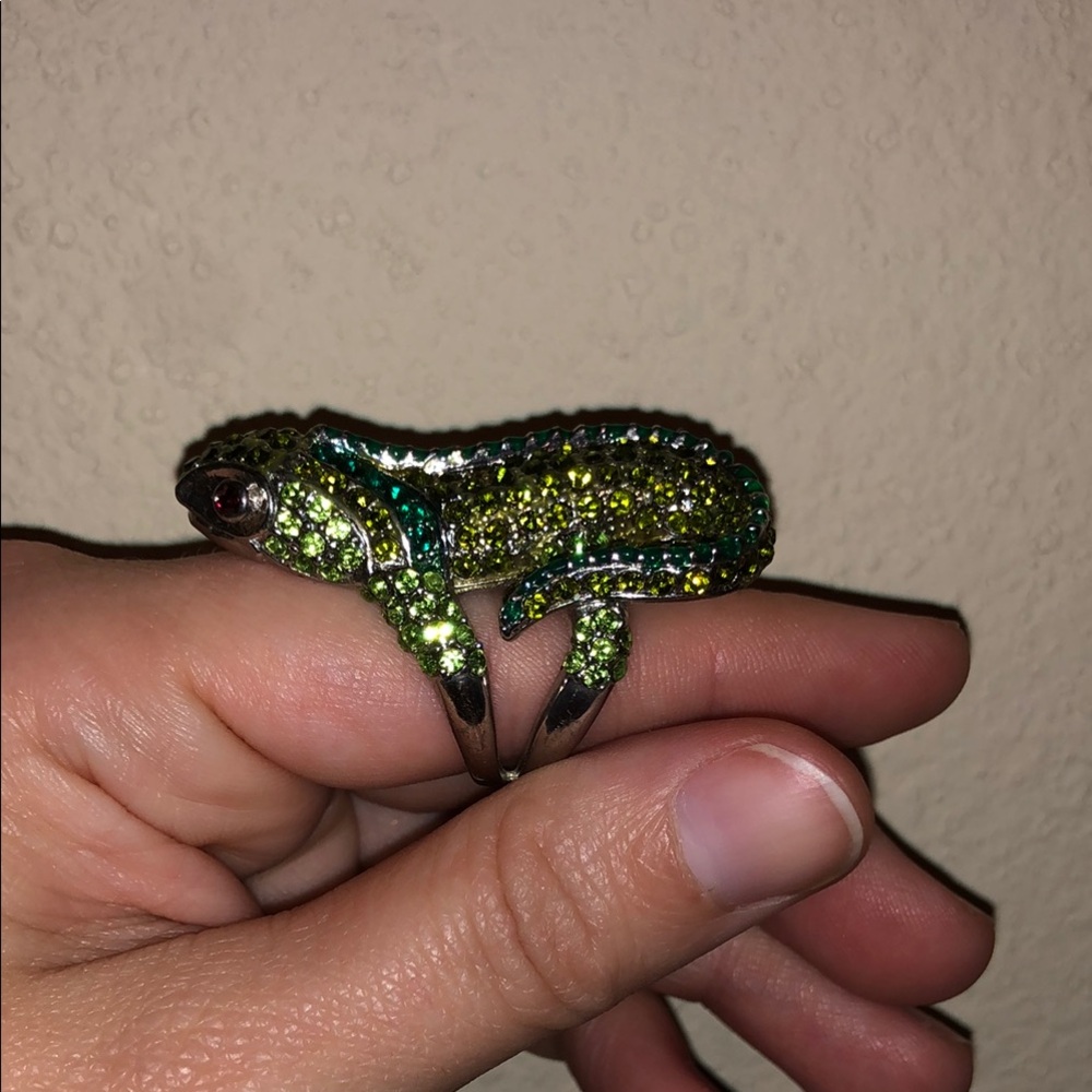 Green and Blue Chameleon Ring for Reptile Lovers